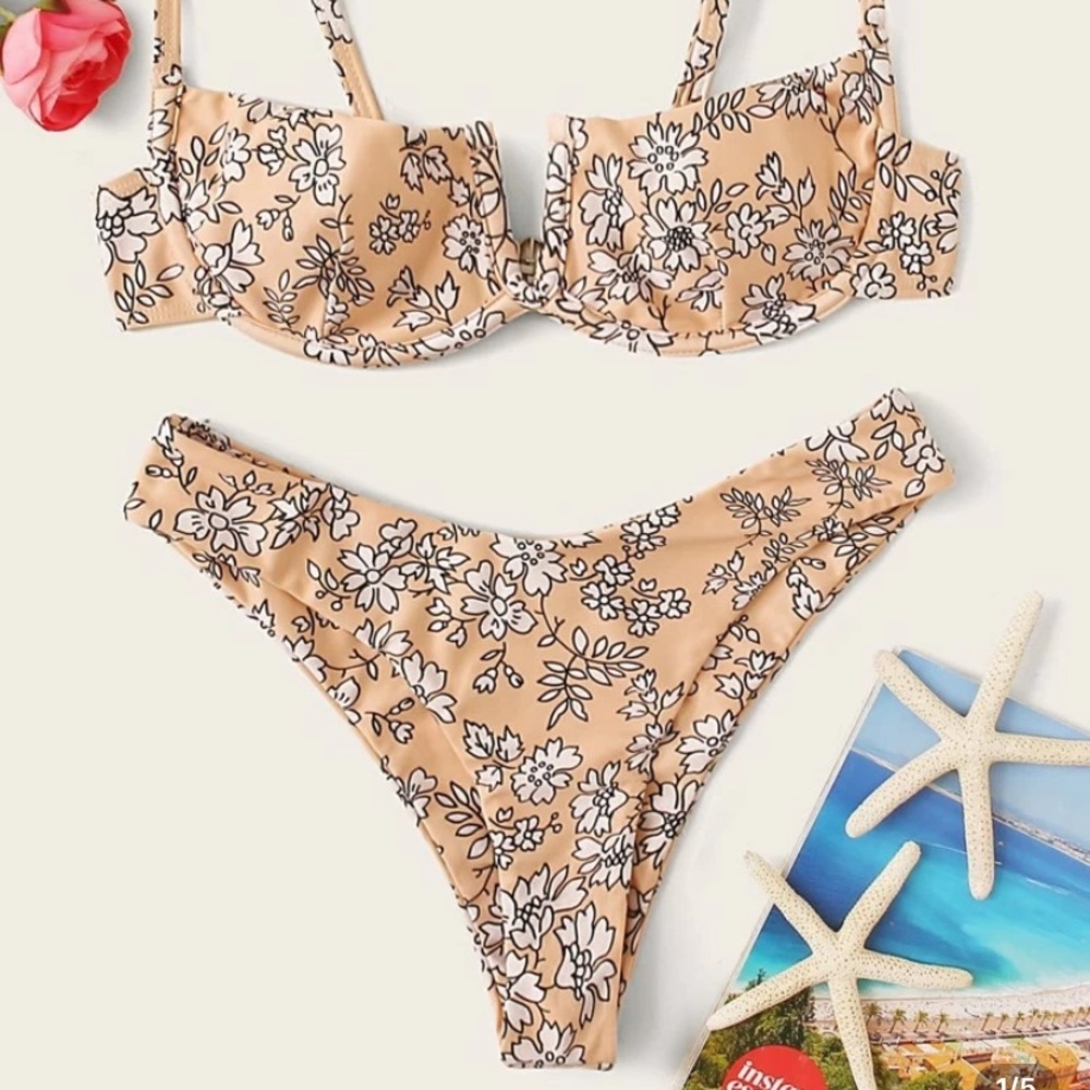 Shein size small floral bathing suit